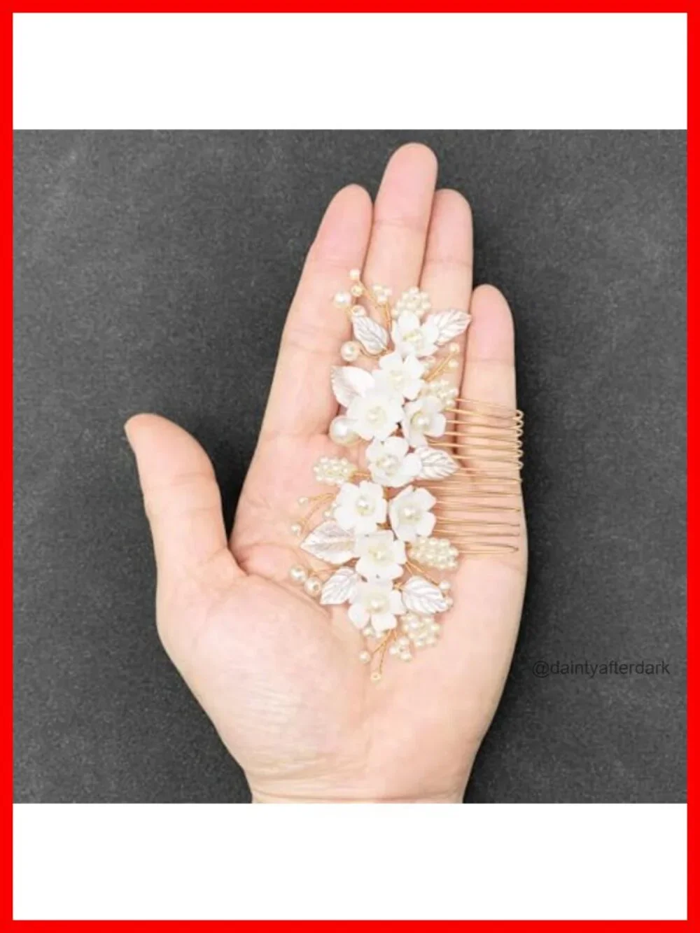 Ceramic Flower Hair Comb Pearl Leaf Wedding Hair Pin
